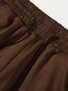 Manfinity Homme Men's Casual Letter Print Drawstring Waist Sports Pants, Autumn - Coffee Brown - View 5