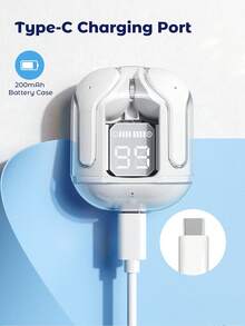 Teckwe Wireless Earbuds, Earphones With Charging Case And LED Digital Display, Microphone, Works With All Phone Devices - one-size - View 8