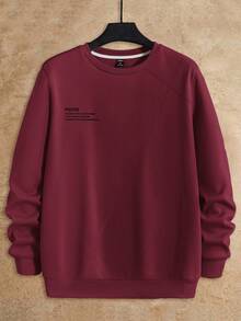 HIMLAND Men's Knit Casual Crew Neck Long Sleeve Sweatshirt - Burgundy - View 1