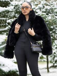 Melissa Matos Women's Casual Tight Fit Thermal Lined Thick Warm Long Sleeve Jumpsuit, Clothes Suitable For Autumn/Winter - Black - View 6