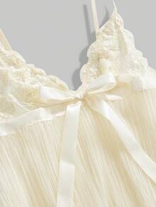 ROMWE Kawaii Cute, Romantic Lace Floral Bow Mesh Sexy Dress - Yellow - View 3