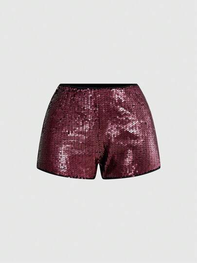 Grunge Punk Women's Sexy Super Low Waist Glitter Sequin Mini Shorts, Suitable For Summer Beach, Graduation, Easter, Concert, Nashville Vacation, Prom, Street Punk, Music Festival