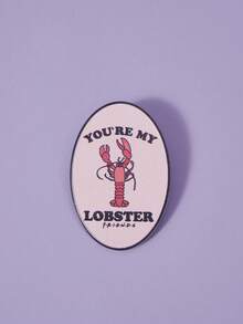 FRIENDS X SHEIN 1PC-65mm Cute Pale Pink Minimalist Style Oval Lobster Brooch - Light pink. - View 1