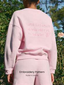 GLOWMODE Valentine's Day Everyday Fleece Cupid Called Warm Soft Lightweight Relaxed Fit Pullover Sweatshirt Daily Casual Wear - Pink - View 2