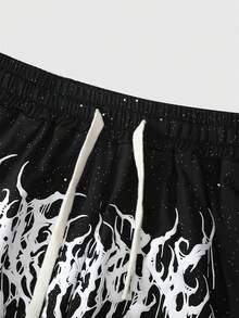 ROMWE MEN 男士无袖西装，美式街头休闲春夏款，银色面料英伦印花背心套装 - 黑色 - 查看 7