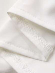 DAZY Damen Spitzenbesatz Träger einfarbiges Midikleid, koreanischer Stil - Weiss - Übersicht 3