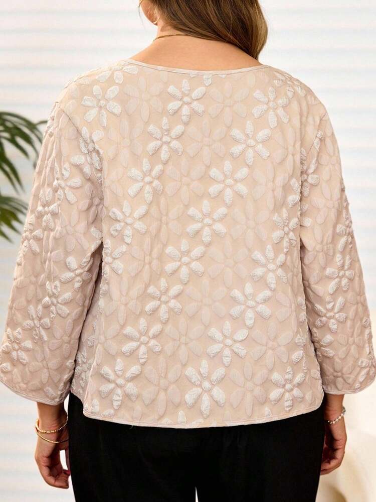 Chaqueta de viaje elegante de jacquard talla grande, primavera/otoño