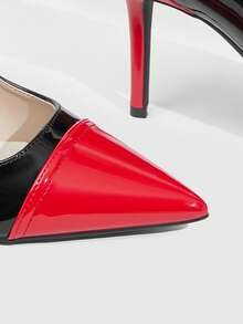 CUCCOO SZL Women's Black And Red Stiletto Pointed Shoes - red and black - View 9