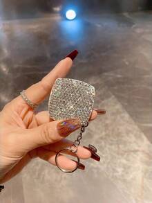 Joivida Thước dây vuông mini 2 mét bằng thép kèm móc khóa, thước dây nhỏ đính đá lấp lánh, thước thu gọn 2 mét, dụng cụ đo lường quà tặng sáng tạo - Nhiều màu - Xem 6