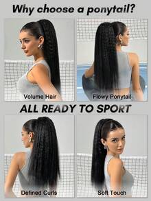 QUICK WEAR 真人发束带马尾辫，蓬松直发马尾辫，真人发接发，自然黑色接发，夹式马尾辫接发，女士蓬松直发马尾辫接发，真人发发片，日常佩戴方便，易于佩戴，1件装，适合运动、度假、旅行、节日、舞会、户外、角色扮演、校园、学校、海滩、婚礼、露营、假日装扮、夏季装扮，营造度假氛围，展现魅力、优雅、休闲时尚风格。 - SNatural - 查看 8