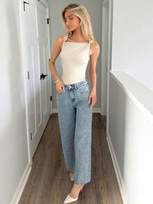 Sydney Algeri MOD Women Casual Everyday Regular Fit Jeans,Jeans Women, Baggy Jeans Women, Cowgirl, St Patrick Day, Streetwear For Women,Sparkly Baggy Jeans, Wide Leg Pants - Medium Wash - View 3