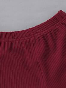 SHEIN 男宝宝卡通恐龙印花无袖上衣+纯绿色短裤套装，活泼可爱，适合户外探险、舒适居家穿着以及欢乐派对时光 - 酒紅色 - 查看 5