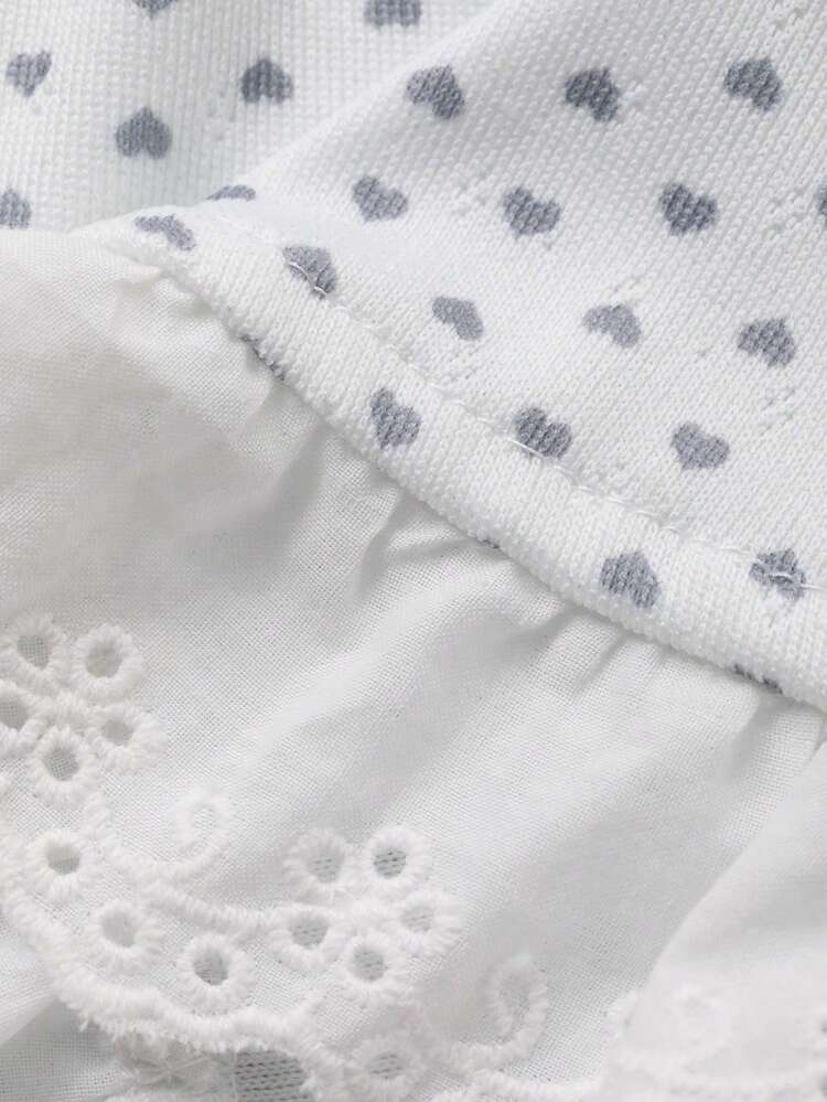 2pcs Women's Sleepwear Set: Heart Print V-Neck Lace Trim Long Sleeve T-Shirt And Pants, Autumn