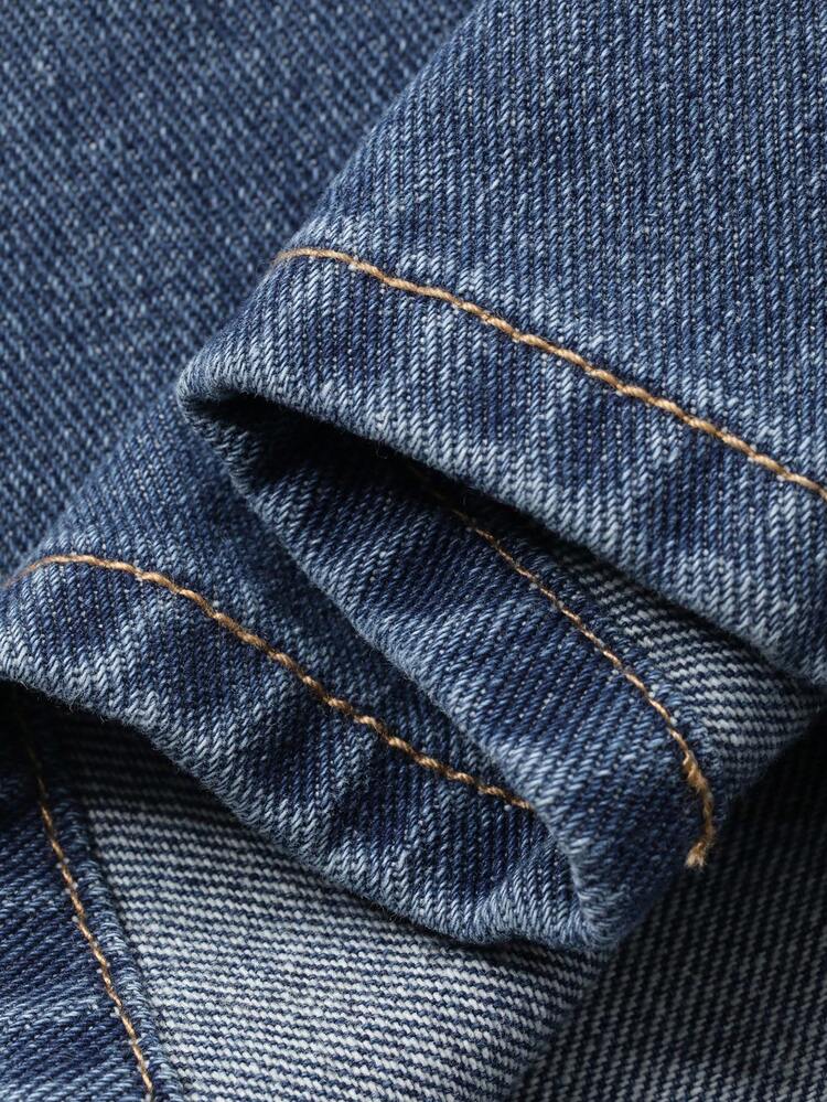 Women's Distressed Folded Waist Design Denim Jeans