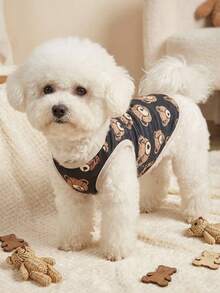 PETSIN 1pc Brown Bear Print Cute Pet Dog/Cat Vest - Multicolor - View 3