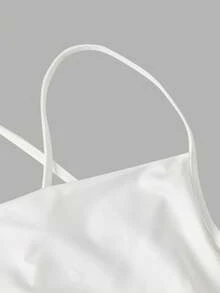 SHEIN MOD 女士垂褶领扎染修身美人鱼连衣裙 - 黑與白 - 查看 4