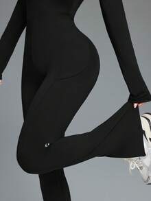 Innovista Women's Fashionable Breathable Backless Long Sleeve Jumpsuit, Summer - Black - View 3