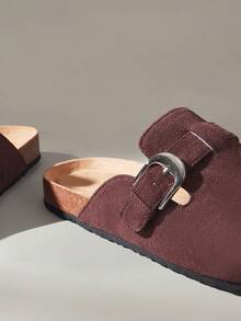 Solecia Women's Casual Versatile Slip-On Buckle Flat Shoes - reddish brown - View 5