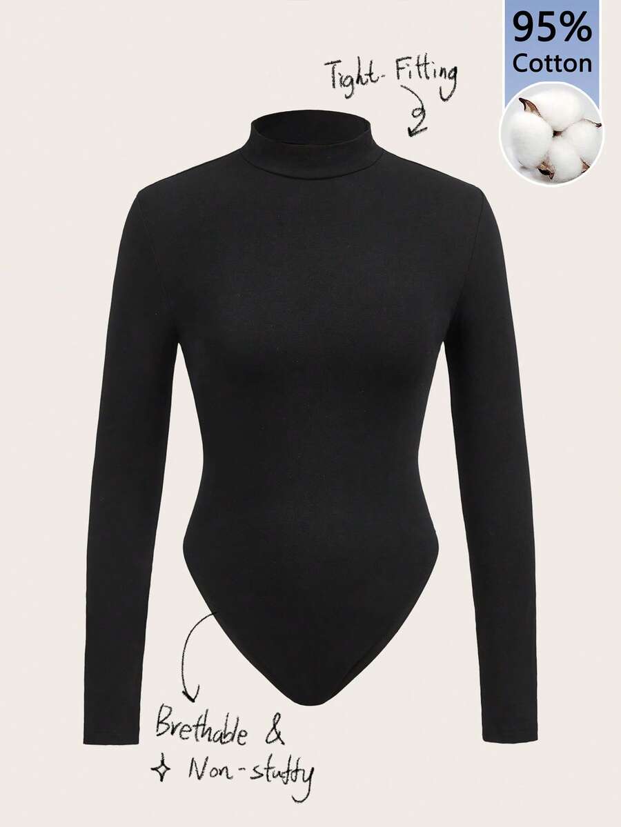 Tseoso 95%纯棉立领长袖休闲连体衣 - 柔软透气，经典秋冬打底衫，舒适百搭，适合工作、办公室、正式场合或居家穿着。 - 彩色 - 查看 1