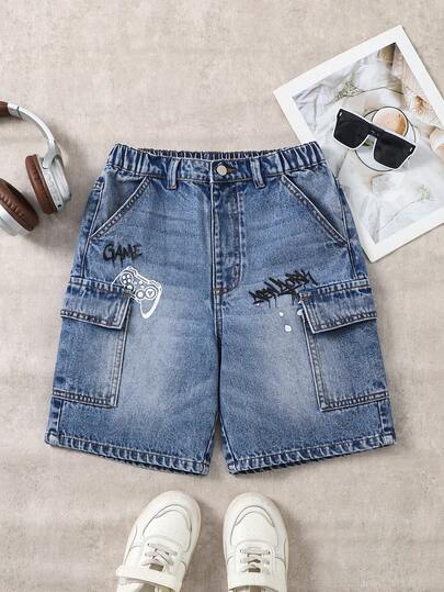 Coolqubz Ropa casual y cómoda para niños preadolescentes, con diseño desgastado, bordados y parches, estilo urbano y popular para uso al aire libre