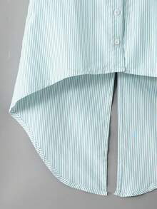 SHEIN Kids Tween Girls' Elegant Sleeveless Woven Blouse With Bow Decor,Blue And White Stripe,Summer,Casual,School,Back-To-School,Tween Tops For Girls - Mint Blue - View 6