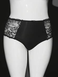 Seduluxe Plus Size Women Lace Patchwork Comfortable Panties - Black - View 6