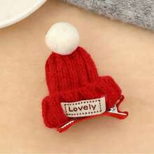 1件创意毛线针织帽发夹，少女甜美刘海夹，多功能前侧碎发发饰 - 彩色 - 查看 9