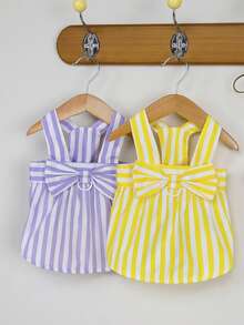 PETSIN 狗狗服装、猫咪服装、动物裙装、宠物春夏新品系列、幼犬连衣裙、公主风百搭连衣裙、条纹印花、小型动物服装、清凉防晒霜 - 彩色 - 查看 7