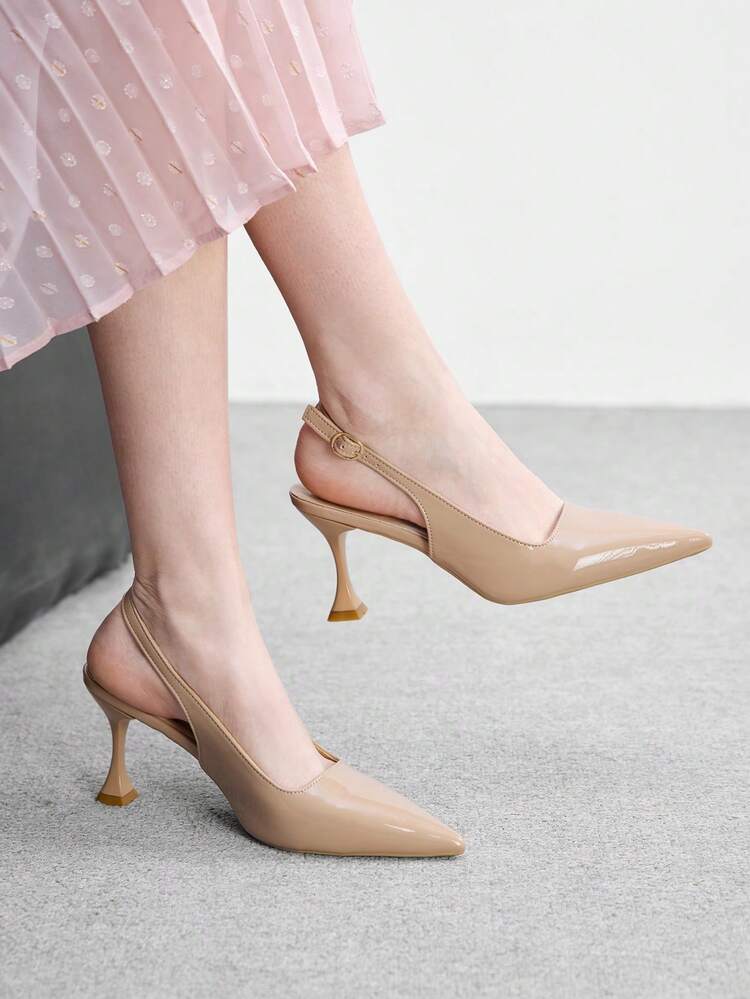 CUCCOO BIZCHIC Women Shoes Pointed Stiletto Apricot Fashion Simple Basic Daily Versatile Commute To Work Shopping Women's High Heel Shoes Slingback Shoes Women's Shoes Spring Shoes