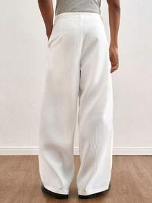 TOKVUE 男士纯色休闲裤，简约日常男士西装裤，高端新款设计，垂坠感西装裤，设计师款时尚休闲黑色简约商务裤，宽松直筒休闲裤，男士褶裥西装裤，宽松正装裤，男士褶裥裤，宽松裤，阔腿裤，新年礼物 - 白色 - 查看 4