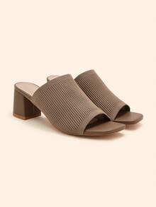 CUCCOO BASICS Sandal cao gót mũi vuông thời trang thường ngày dành cho nữ, thích hợp cho dịp Giáng sinh. - Màu Khaki - Xem 3