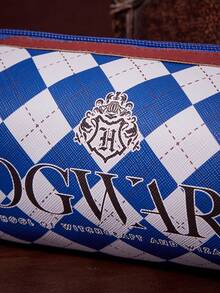 HARRY POTTER X SHEIN 蓝白格子英文字母图案大容量包，适合日常使用 - 彩色 - 查看 3