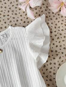 SHEIN 少女休闲插肩袖纹理面料T恤 - 白色 - 查看 5