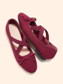 CUCCOO BASICS Women's Fashion Flat Shoes Spring Shoes - Burgundy - View 4