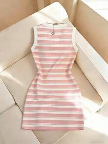 Resyla 女士新款条纹印花圆领修身无袖连衣裙，春夏款 - 彩色 - 查看 2