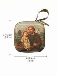 便携式圣母玛利亚祈祷念珠收纳袋，拉链式，7x7厘米，宗教用品，优雅卡通基督教首饰盒，信徒 - 彩色 - 查看 11