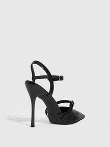 CUCCOO SZL Casual Versatile Solid Color Women's Pointed Toe Backless High Heel Pumps Spring Shoes - 19-62 black - View 4