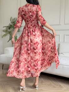 DAZY 女士V领收腰连衣裙 - 彩色 - 查看 3