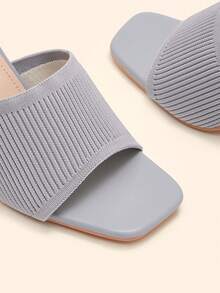 CUCCOO BASICS Minimalist Commuter Versatile Open Toe Mule High Heel Sandals For Christmas Spring Shoes Summer - Grey 1 - View 5