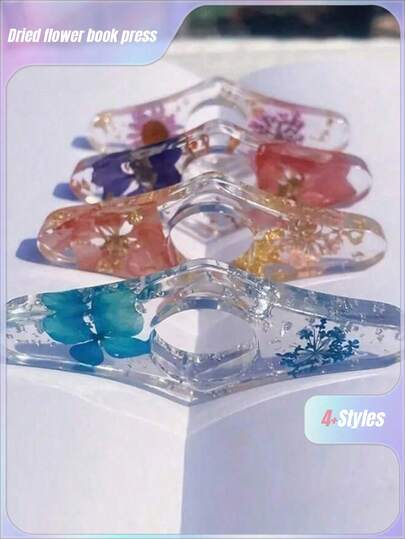 1pc Resin Epoxy Pressed Flower Bookmark, Creative Reading Accessory, Book Stand, Thumb Book Support, Book Holder Back To School