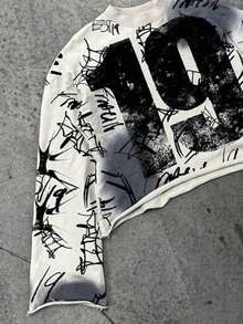 Manfinity Dauomo Sudadera de cuello redondo con estampado numérico Y2K de manga larga para hombre, otoño - Multicolor - Ver 5