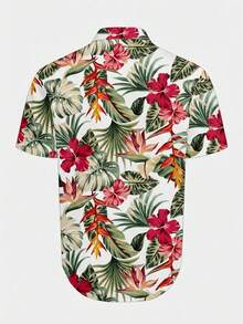 Manfinity RSRT Camisa informal de vacaciones de manga corta con estampado tropical para hombre - Multicolor - Ver 4