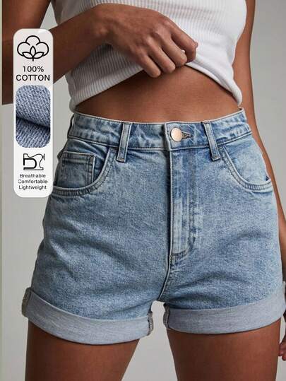 DAZY Women's Loose Casual Distressed Denim Shorts, Vacation Style, Spring/Summer
