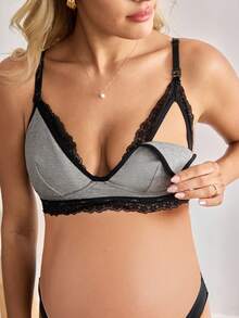 BloomMama Maternity Contrast Lace Nursing Bra - Multicolor - View 1