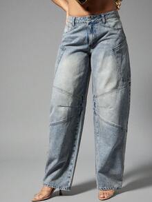 Denimoi Women's Loose Fit Pocketed Wide Leg Casual Jeans - Light Wash - View 1