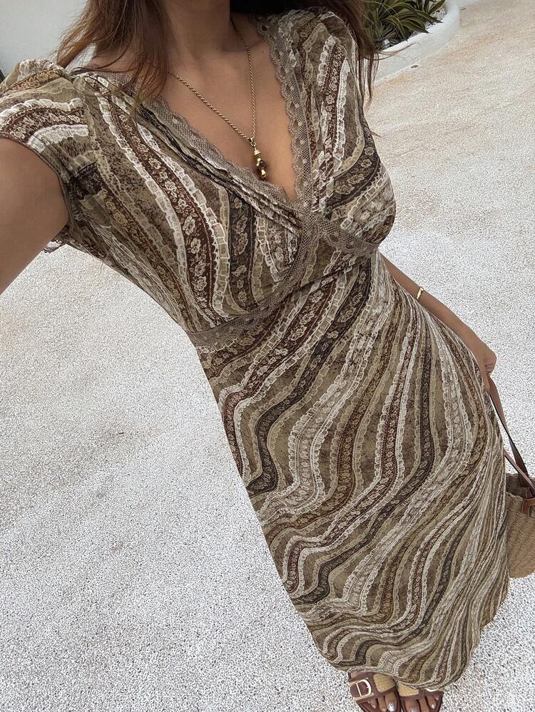 Women's Casual Dress With All-Over Print, Suitable For Vacation,Valentine Outfits For Women Summer Sundress