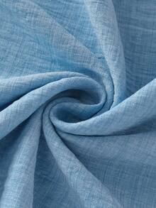 Franclia Elegantes, locker geschnittenes Rüschenbesatz Midi-Kleid mit Kurzarm, lässig & modisch für Frühling/Sommer - Babyblau - Übersicht 8