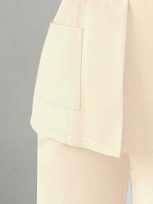 Rafferiza Bộ vest nữ màu trơn gồm áo blazer và quần tây, trang phục công sở trang trọng. - Màu be - Xem 3