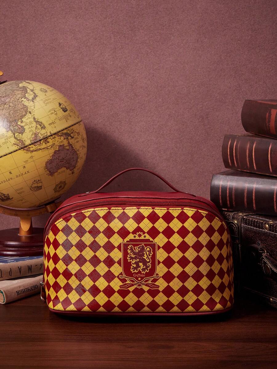 HARRY POTTER X SHEIN Red And Yellow Plaid Cartoon Lion English Alphabet Pattern Large-Capacity Bag, Suitable For Daily Use - Multicolor - View 1