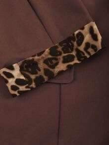 Franclia 大码女式优雅休闲通勤秋冬修身显瘦纯色西装外套和豹纹半裙两件套春季裙装猎豹纹西装套装女式猎豹纹服装女式情人节西装半裙套装女式套装女式套装女式套装 - 彩色 - 查看 4